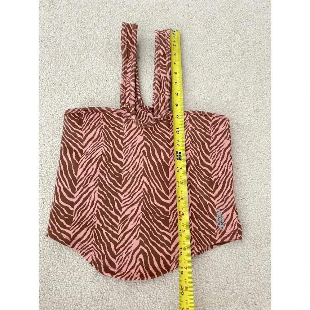 Free People FP Movement Womens Flutter Kick Tank Top Brown Zebra Print M/L